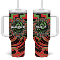 Aotearoa Ngati Maru Personalised Tumbler With Handle Maori Iwi Poutama Puhoro Tattoo LT14 One Size: 40 oz Red - Polynesian Pride