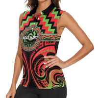 Aotearoa Ngati Maru Personalised Women Sleeveless Polo Shirt Maori Iwi Poutama Puhoro Tattoo LT14 - Polynesian Pride