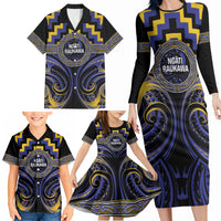 Aotearoa Ngati Raukawa Personalised Family Matching Long Sleeve Bodycon Dress and Hawaiian Shirt Maori Iwi Poutama Puhoro Tattoo LT14 - Polynesian Pride