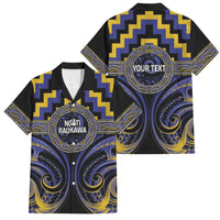 Aotearoa Ngati Raukawa Personalised Family Matching Long Sleeve Bodycon Dress and Hawaiian Shirt Maori Iwi Poutama Puhoro Tattoo LT14 Dad's Shirt - Short Sleeve Blue - Polynesian Pride