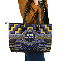 Aotearoa Ngati Raukawa Leather Tote Bag Maori Iwi Poutama Puhoro Tattoo LT14 - Polynesian Pride
