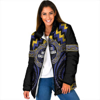 Aotearoa Ngati Raukawa Personalised Padded Jacket Maori Iwi Poutama Puhoro Tattoo LT14 Women Blue - Polynesian Pride