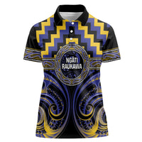 Aotearoa Ngati Raukawa Personalised Women Polo Shirt Maori Iwi Poutama Puhoro Tattoo LT14 Female Blue - Polynesian Pride