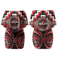 Aotearoa Ngati Toa Personalised Couples Matching Off Shoulder Short Dress and Long Sleeve Button Shirt Maori Iwi Poutama Puhoro Tattoo LT14 - Polynesian Pride