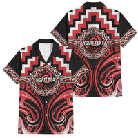 Aotearoa Ngati Toa Personalised Family Matching Mermaid Dress and Hawaiian Shirt Maori Iwi Poutama Puhoro Tattoo LT14 Dad's Shirt - Short Sleeve Red - Polynesian Pride