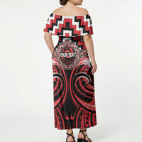 Aotearoa Ngati Toa Personalised Off Shoulder Maxi Dress Maori Iwi Poutama Puhoro Tattoo LT14 - Polynesian Pride