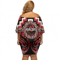 Aotearoa Ngati Toa Personalised Off Shoulder Short Dress Maori Iwi Poutama Puhoro Tattoo LT14 - Polynesian Pride