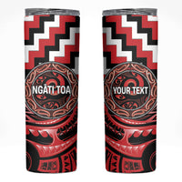 Aotearoa Ngati Toa Personalised Skinny Tumbler Maori Iwi Poutama Puhoro Tattoo LT14 Red - Polynesian Pride