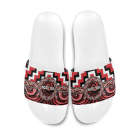 Aotearoa Ngati Toa Slide Sandals Maori Iwi Poutama Puhoro Tattoo LT14 Red - Polynesian Pride