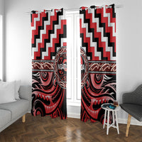 Aotearoa Ngati Toa Window Curtain Maori Iwi Poutama Puhoro Tattoo LT14 With Grommets Red - Polynesian Pride