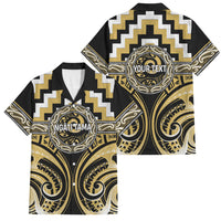 Aotearoa Ngati Tama Personalised Family Matching Puletasi and Hawaiian Shirt Maori Iwi Poutama Puhoro Tattoo LT14 Dad's Shirt - Short Sleeve Yellow - Polynesian Pride