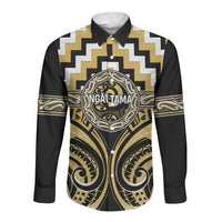 Aotearoa Ngati Tama Personalised Long Sleeve Button Shirt Maori Iwi Poutama Puhoro Tattoo LT14 Unisex Yellow - Polynesian Pride