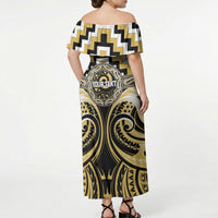 Aotearoa Ngati Tama Personalised Off Shoulder Maxi Dress Maori Iwi Poutama Puhoro Tattoo LT14 - Polynesian Pride