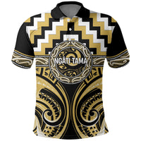 Aotearoa Ngati Tama Personalised Polo Shirt Maori Iwi Poutama Puhoro Tattoo LT14 Yellow - Polynesian Pride
