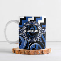 Aotearoa Ngati Ruanui Personalised Ceramic Mug Maori Iwi Poutama Puhoro Tattoo LT14 Blue - Polynesian Pride