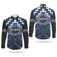Aotearoa Ngati Ruanui Personalised Couples Matching Off The Shoulder Long Sleeve Dress and Long Sleeve Button Shirt Maori Iwi Poutama Puhoro Tattoo LT14 - Polynesian Pride