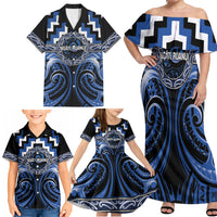 Aotearoa Ngati Ruanui Personalised Family Matching Off Shoulder Maxi Dress and Hawaiian Shirt Maori Iwi Poutama Puhoro Tattoo LT14 - Polynesian Pride