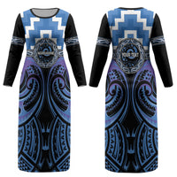 Aotearoa Ngaruahine Personalised Couples Matching Long Sleeve Bodycon Dress and Hawaiian Shirt Maori Iwi Poutama Puhoro Tattoo LT14 - Polynesian Pride
