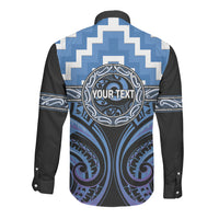 Aotearoa Ngaruahine Personalised Long Sleeve Button Shirt Maori Iwi Poutama Puhoro Tattoo LT14 - Polynesian Pride