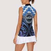 Aotearoa Ngaruahine Personalised Women Sleeveless Polo Shirt Maori Iwi Poutama Puhoro Tattoo LT14 - Polynesian Pride