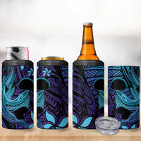 Nukuoro Atoll 4 in 1 Can Cooler Tumbler Polynesian Shark Tattoo Purple Gradient Vibes