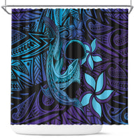 Nukuoro Atoll Shower Curtain Polynesian Shark Tattoo Purple Gradient Vibes
