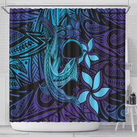 Nukuoro Atoll Shower Curtain Polynesian Shark Tattoo Purple Gradient Vibes