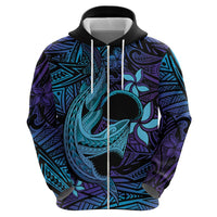 Nukuoro Atoll Zip Hoodie Polynesian Shark Tattoo Purple Gradient Vibes