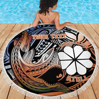 Personalised Kwajalein Atoll Beach Blanket Polynesian Shark Tattoo Gradient Vibes