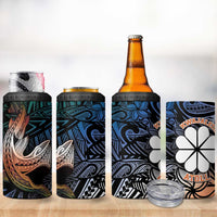Kwajalein Atoll 4 in 1 Can Cooler Tumbler Polynesian Shark Tattoo Gradient Vibes