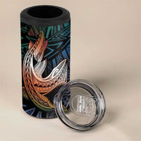 Kwajalein Atoll 4 in 1 Can Cooler Tumbler Polynesian Shark Tattoo Gradient Vibes
