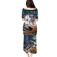 Personalised Kwajalein Atoll Puletasi Polynesian Shark Tattoo Gradient Vibes