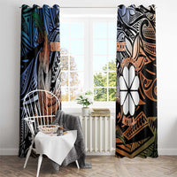 Personalised Kwajalein Atoll Window Curtain Polynesian Shark Tattoo Gradient Vibes