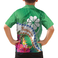 Marshall Islands Kwajalein Atoll Family Matching Puletasi and Hawaiian Shirt Curves Polynesian Mix Tropical Flowers