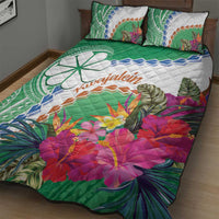 Marshall Islands Kwajalein Atoll Quilt Bed Set Curves Polynesian Mix Tropical Flowers