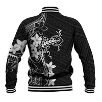 Black Hawaii Baseball Jacket Hammerhead Shark Tattoo Curve Polynesian - Polynesian Pride