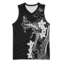 Black Hawaii Basketball Jersey Hammerhead Shark Tattoo Curve Polynesian - Polynesian Pride