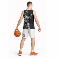 Black Hawaii Basketball Jersey Hammerhead Shark Tattoo Curve Polynesian - Polynesian Pride