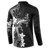 Black Hawaii Button Sweatshirt Hammerhead Shark Tattoo Curve Polynesian - Polynesian Pride