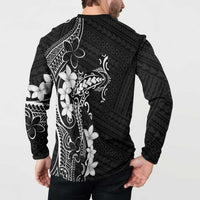 Black Hawaii Button Sweatshirt Hammerhead Shark Tattoo Curve Polynesian - Polynesian Pride