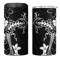 Black Hawaii 4 in 1 Can Cooler Tumbler Hammerhead Shark Tattoo Curve Polynesian - Polynesian Pride