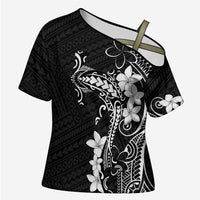 Black Hawaii Cross Shoulder Shirt Hammerhead Shark Tattoo Curve Polynesian - Polynesian Pride