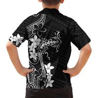 Black Hawaii Family Matching Long Sleeve Bodycon Dress and Hawaiian Shirt Hammerhead Shark Tattoo Curve Polynesian - Polynesian Pride
