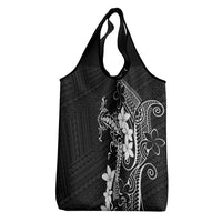 Black Hawaii Grocery Bag Hammerhead Shark Tattoo Curve Polynesian - Polynesian Pride