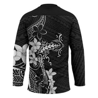 Black Hawaii Hockey Jersey Hammerhead Shark Tattoo Curve Polynesian - Polynesian Pride