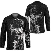 Black Hawaii Hockey Jersey Hammerhead Shark Tattoo Curve Polynesian - Polynesian Pride