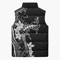 Black Hawaii Sleeveless Puffer Jacket Hammerhead Shark Tattoo Curve Polynesian - Polynesian Pride