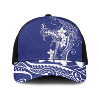 Blue Hawaii Baseball Net Cap Hammerhead Shark Tattoo Curve Polynesian LT14 One Size Black Blue - Polynesian Pride