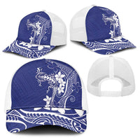 Blue Hawaii Baseball Net Cap Hammerhead Shark Tattoo Curve Polynesian LT14 - Polynesian Pride