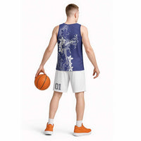 Blue Hawaii Basketball Jersey Hammerhead Shark Tattoo Curve Polynesian - Polynesian Pride